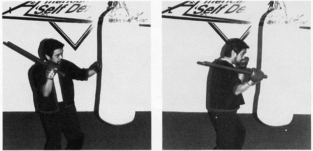 Equipment training is an essential element in the development of the stickboxer's skills. Guro Ted Lucaylucay demonstrates (1-2) how to use the heavybag in conjunction with the stick.